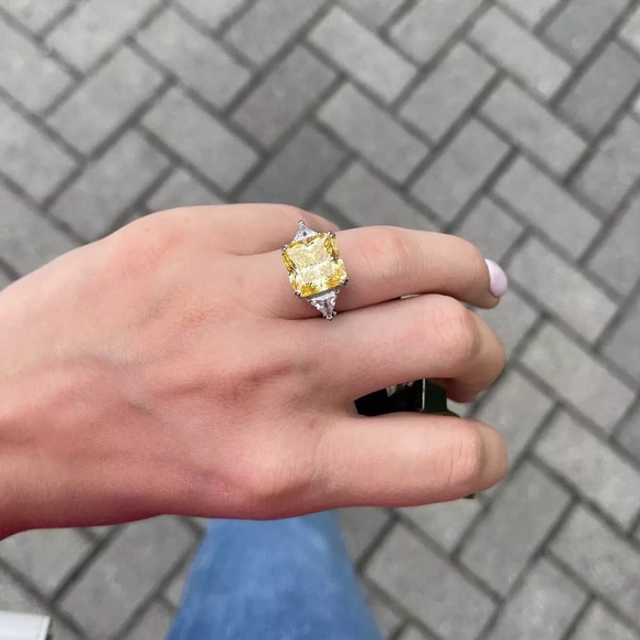 8ct Radiant Cut Canary Ring - Picture 11 of 15